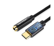 Vention CFIBA Type C to 3.5mm Audio Cable 0.1m Black Metal